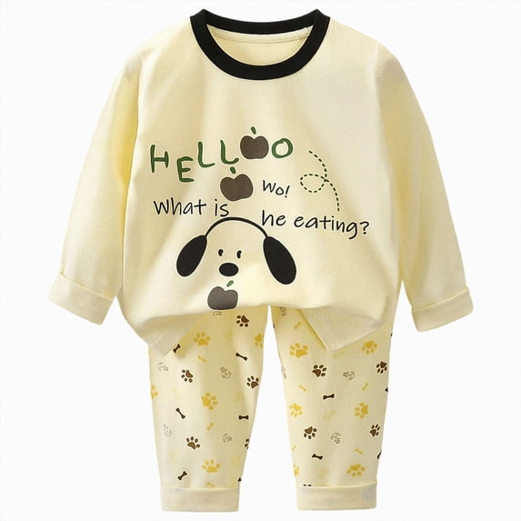 eczipvz Babies, Toddlers, and Girls' 2-Piece Snug-Fit Cotton Pajama Set Homewear 3 6 9 12 18 24 Months 2T 3T Loungewear Long sleeve Pjs 12-18 Months