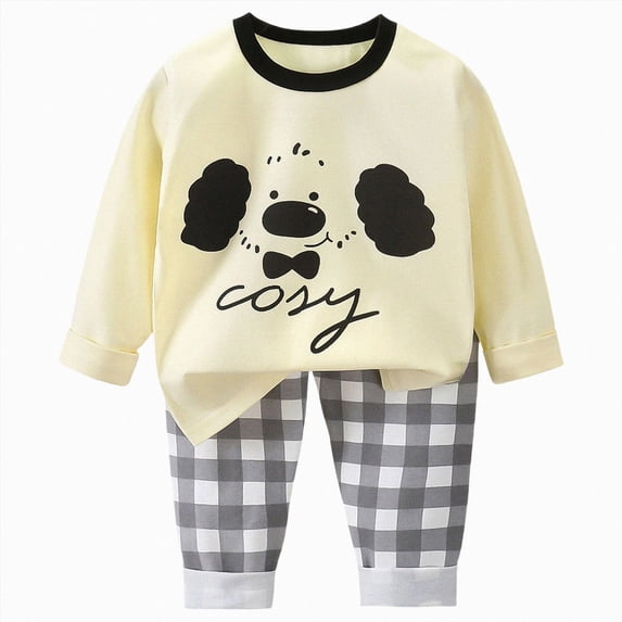eczipvz Babies, Toddlers, and Girls' 2-Piece Snug-Fit Cotton Pajama Set Homewear 3 6 9 12 18 24 Months 2T 3T Loungewear Long sleeve Pjs 18-24 Months