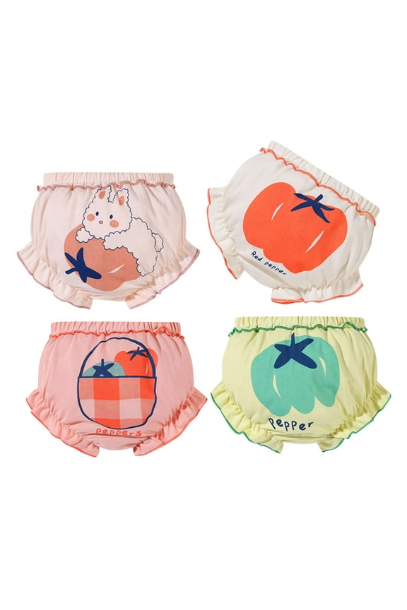 Baby Bloomers 0-3 Months Girl Toddler Potty Training Pants 4 Pack,Cotton Training Underwear Size 1-5T,Waterproof Underwear for Kids(Red,18-24 Months)