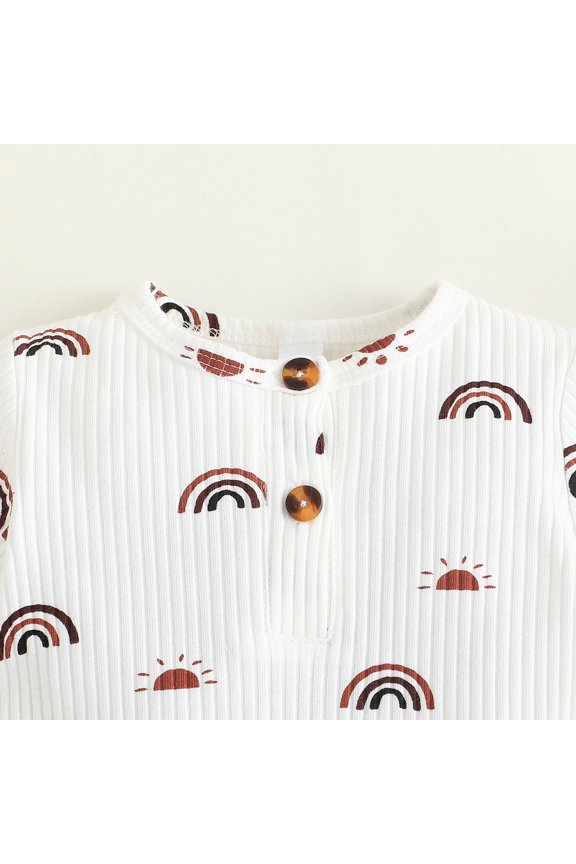 Baby Bodysuit Girls Boys Short Sleeve Rainbow Prints Romper Bodysuits Jumpsuit 8 Month Old Baby (White, 3-6 Months)