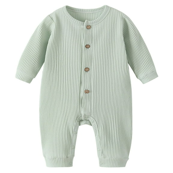 eczipvz Baby Boy Clothes 9-12 Months Boys Girls Clothes Set Baby Romper Hat Ribbed Knit Long Sleeve Button Solid Bodysuit Jumpsuit Green,12-18 Months