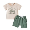 thumbnail image 1 of eczipvz Baby Boy Clothes Toddler Baby Boy Clothes Funny Letter A Little Dirt Never Hurt Short Sleeve Sweatshirt Pullover Top Short Summer Outfits Size 18-24 Months, 1 of 3