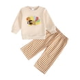 thumbnail image 1 of eczipvz Baby Boy Outfit Sets Fall Toddler Baby Boy Outfit Long Sleeve Sweatshirt Pullover Top+ Pants Clothes Set Beige Size,18-24 Months, 1 of 7