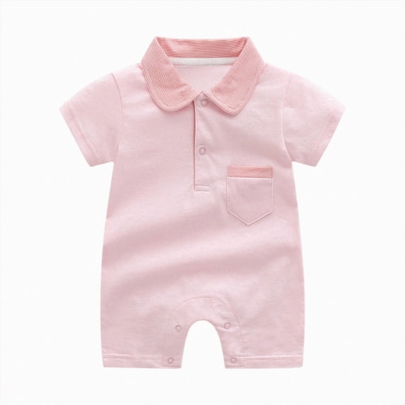 eczipvz Baby Boy Polo Romper 6-9 Months Short Sleeve Solid Bodysuit Jumpsuit Collared Onsies Infant One-Piece Outfit