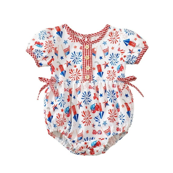 eczipvz Baby Girl Clothes 12 18 Months 4th of July Outfits Baby Girl USA Romper Fourth of July Onesie Independence Day Bodysuit Memorial Day Clothes(White,12-18 Months)