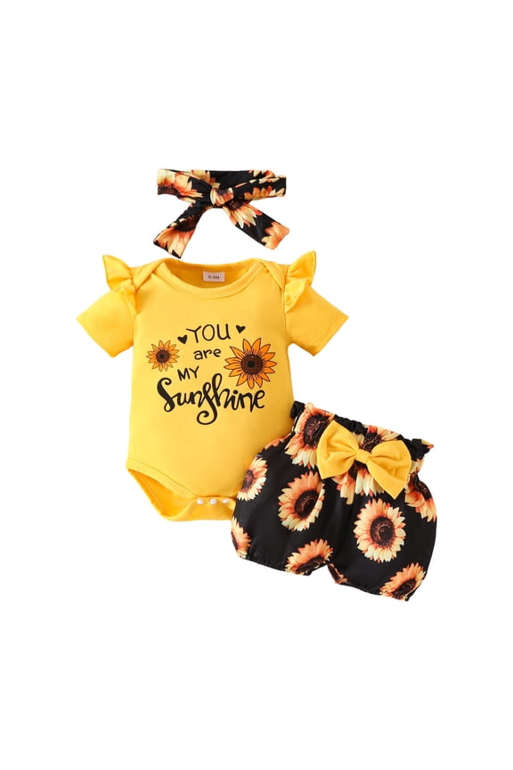 Baby Girl Clothes 12 18 Months Newborn Baby Short Sleeve Bodysuit Cotton One-Piece Baby Clothes Yellow,6-9 Months