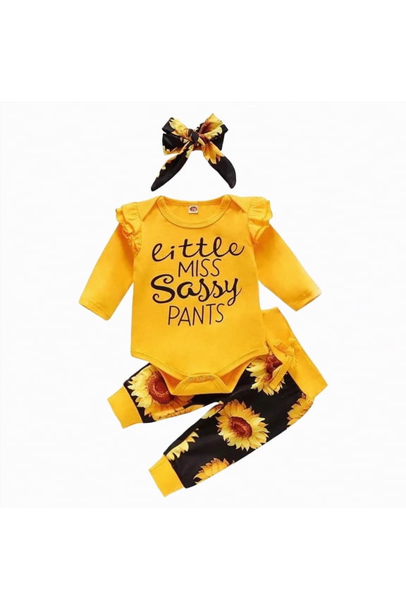 Baby Girl Clothes 3-6 Months Girl Clothes Romper Pants Set Floral Fall Outfits Cute Baby Clothes Girl(Light Yellow,12-18 Months)