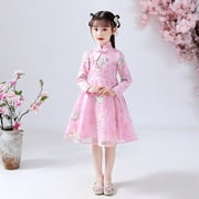 eczipvz Baby Girl Clothes Toddler Kids Baby Girls Children Fairy Hanfu Dresses forChinese Calendar New Year Lined Warm (Pink, 8-9 Years)