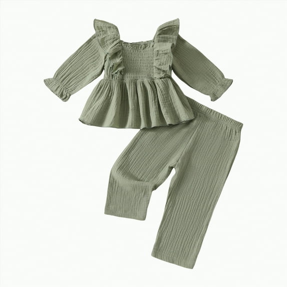 eczipvz Baby Girl Easter Outfit Girl Clothes Romper Pants Set Floral Fall Outfits Cute Baby Clothes Girl(Green,9-12 Months)