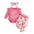 thumbnail image 1 of eczipvz Baby Girl Newborn Outfit Baby Girl Clothes Newborn Infant Outfits Fall Winter Cute Floral Romper Tops+Pants+Headband 3-6 Months, 1 of 8