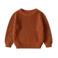 thumbnail image 1 of eczipvz Baby Girl Sweaters Baby Boy Girl Pullover Sweater Knit Clothes Unisex Toddler Fall Winter Warm Tops Brown,12-18 Months, 1 of 2