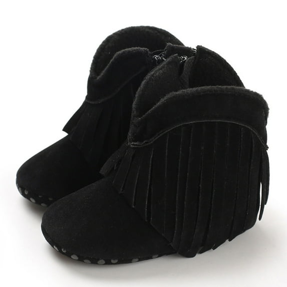 eczipvz Baby Shoes Winter Children Baby Boots Boys and Girls Ankle Boots Flat Bottom Non Slip Comfortable Size 8 Toddler Cleats Soccer (Black, 6 Toddler)