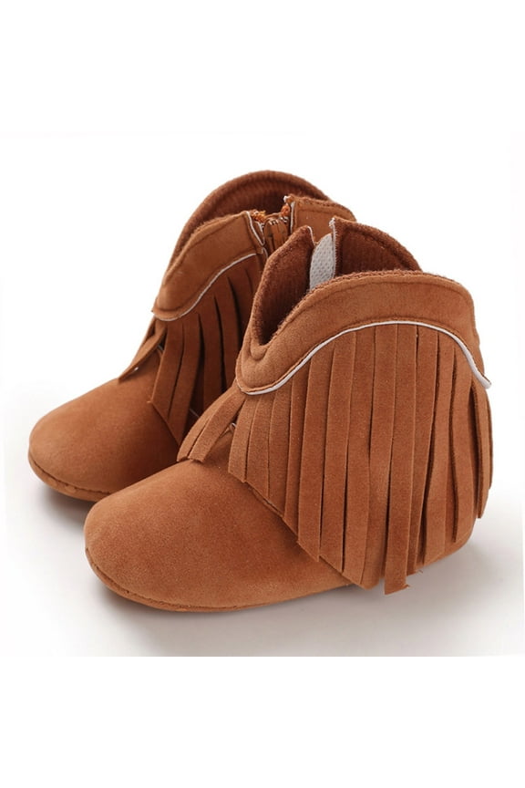 Baby Shoes Winter Children Baby Boots Boys and Girls Ankle Boots Flat Bottom Non Slip Comfortable Size 8 Toddler Cleats Soccer (Brown, 4 )