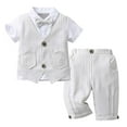 thumbnail image 1 of eczipvz Baby Toddler Boy Summer Wedding Pinstripe Vest Suit Gentleman Formal Outfits with Bow Tie, Black/Gray White，6-12 Months, 1 of 8