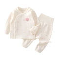 thumbnail image 1 of eczipvz Baby Wrap Top High Waist Pants Set Snap Crotch Long Sleeve Dinosaur Print Size 12-18 M, 1 of 7