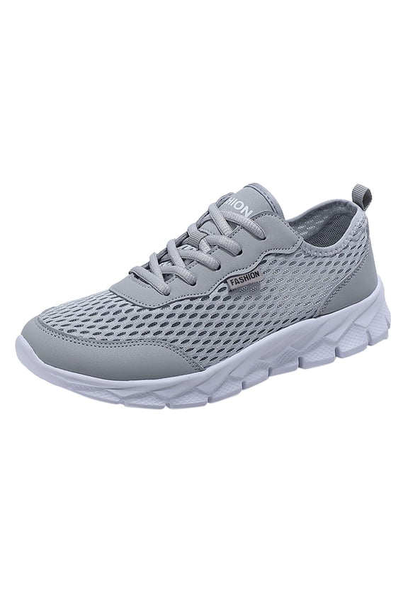 Basketball Shoes Men's Mesh Sneakers Oxfords Lace-Up Lightweight Casual Walking Shoes,Grey