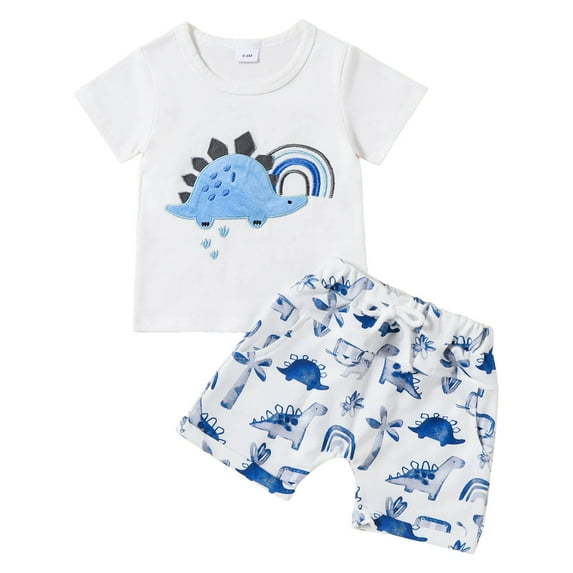 eczipvz Boy Clothes 3t Toddler Boy Clothes Boys Summer Outfits Cotton Short Sleeve T-Shirt & Shorts Set White 18-24 Months