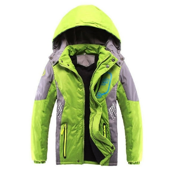 eczipvz Boy Jacket Latest Boys Thicken Fleece Hooded Jacket Warm Quilted Coat Outdoor Cool Cute Fashion for Winter Autumn Spring (Green,7-8 Years)