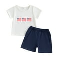 thumbnail image 1 of eczipvz Boys 3t Outfits Toddler Boy Clothes Boys Summer Outfits Cotton Short Sleeve T-Shirt & Shorts Set White 18-24 Months, 1 of 5