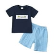 thumbnail image 1 of eczipvz Boys 3t Toddler Baby Boy 4th of July Outfit Flag Embroidery Short Sleeve T-shirt Shorts Set Independence Clothes(Blue,2-3Y), 1 of 4