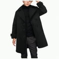 thumbnail image 1 of eczipvz Boys Thick Dress Coats Double Trench Coat Winter Pea Coat with Pockets(Black,11-12 Years), 1 of 7