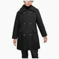 thumbnail image 1 of eczipvz Boys Thick Dress Coats Double Trench Coat Winter Pea Coat with Pockets(Black,7-8 Years), 1 of 5