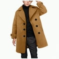 thumbnail image 1 of eczipvz Boys Thick Dress Coats Double Trench Coat Winter Pea Coat with Pockets(Khaki,3-4 Years), 1 of 7