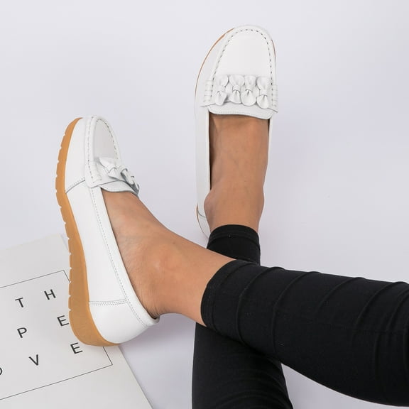 eczipvz Casual Shoes for Women Loafers Ladies Shoes for Women Autumn Leopard Print Canvas Flat Soft Vulcanize Women's Casual Shoes Flat Sandals Comfort,White