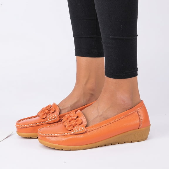 eczipvz Casual Shoes for Women Slip On Walking Non Slip Women Comfortable Lightweight Casual Flats Fashion Ladies Shoes for Women,Orange