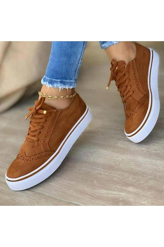 Casual Shoes for Women Women Platform Breathable Casual Lace Up Fashion Walking Shoes,Brown