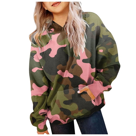 eczipvz Com fort Colors Sweatshirt Girls' Soft Brushed Pullover Hoodie Sweatshirt With Pocket Pink,9-10