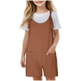 thumbnail image 1 of eczipvz Cute Clothes for Girls 10-12 Jumpsuits for Girls Kids Casual Sleeveless Jumpsuits Spaghetti Strap Romper Long Pants with Pockets Brown,13-14 Years, 1 of 4