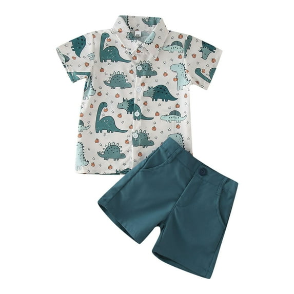 eczipvz Dinosaur Clothes for Boys Toddler Boy Clothes Baby Summer Outfit Dinosaur Letter Print Cotton Tops+Elastic Shorts 2pcs Blue 2-3 Years