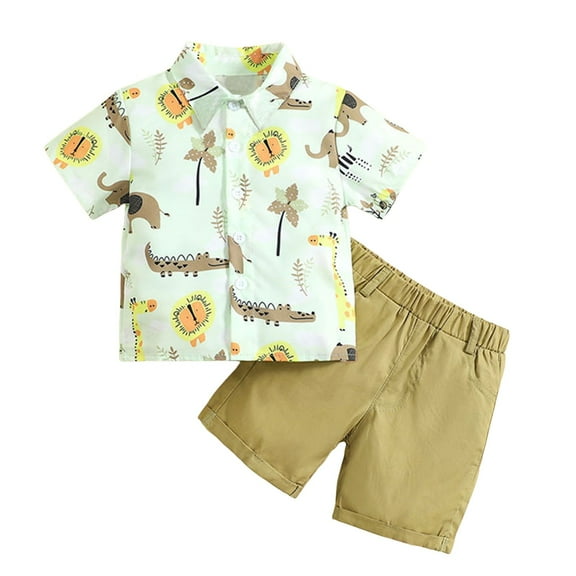 eczipvz Dinosaur Clothes for Boys Toddler Boy Clothes Kids Summer Cotton Outfits Shirt Short Sets Green 2-3 Years