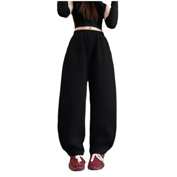 eczipvz Drawstring Casual Pants Girls School Uniform Pants Straight Leg Elastic Waist Stretchy Comfy Fabric Casual Pull-On Trousers Pockets Black,5-6 Years