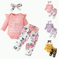 thumbnail image 1 of eczipvz Fall Clothes Romper Pants Set Floral Fall Outfits 3 Months Cute Baby Clothes(Light Purple,3-6 Months), 1 of 9