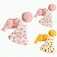 thumbnail image 1 of eczipvz Girl Clothes 18-24 Months Toddler Baby Girls Dress and Cotton Cardigan Set for 6M-3T Spring Summer Fall Outfits(Gold,6-9 Months), 1 of 9