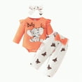 thumbnail image 1 of eczipvz Girl Outfits Romper Pants Set Floral Fall Outfits 3 Months Cute Baby Clothes(Orange,6-9 Months), 1 of 6