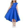 thumbnail image 1 of eczipvz Girl's Easter Dress Summer Dresses Smocked Flutter Sleeve A-Line Sundresses Swing Mini Casual Party Dresses Blue,10-12 Years, 1 of 4