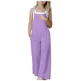thumbnail image 1 of eczipvz Girls Overalls Girls Summer Jumpsuits Spaghetti Strap Sleeveless Loose Romper Short Pants with Pockets 5-14 Years Purple,5-6 Years, 1 of 7