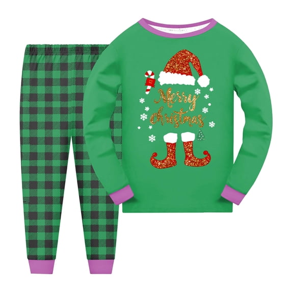 eczipvz Girls&Boys Christmas Pajamas Toddler Boy Kids Holiday Pajamas Set Santa PJS Winter Sleepwear Children Clothes,Size 3-4 Years