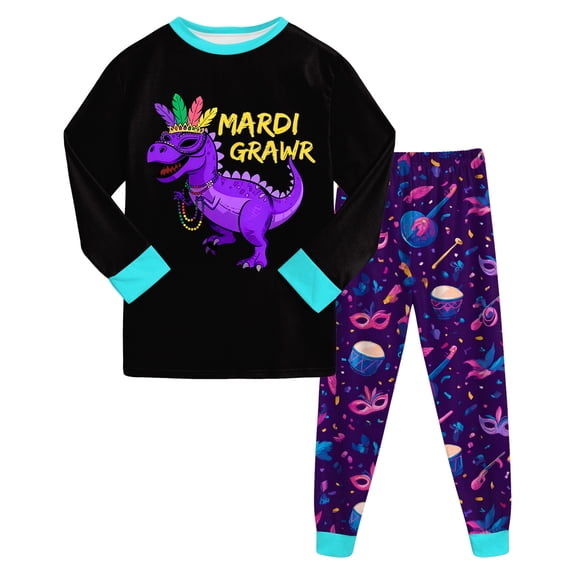 eczipvz Girls Dinosaur Pajamas Long Sleeve Sleepwear Pajama Cute Princess Pjs for Toddler Clothes,Size 3-4 Years