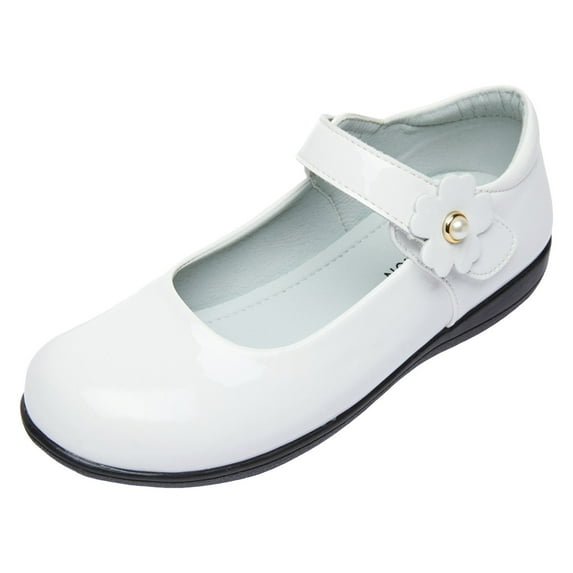 eczipvz Dress Shoes for Toddler Girls Toddler Girls Mary Jane Flat Glitter Shoes Kids Wedding Party School Communion Shoes White,4.5 Big Kid