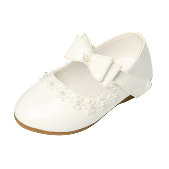 eczipvz Girls Dress Shoes Size 13 Flower Girls Wedding Party Heel Princess Shoes Flats for Kid Toddler White,1.5