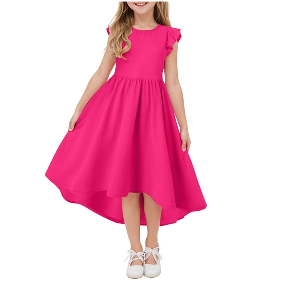 eczipvz Girls Easter Dress Maxi Summer Short Flutter Sleeve Casual Dress Hot Pink,15-16 Years