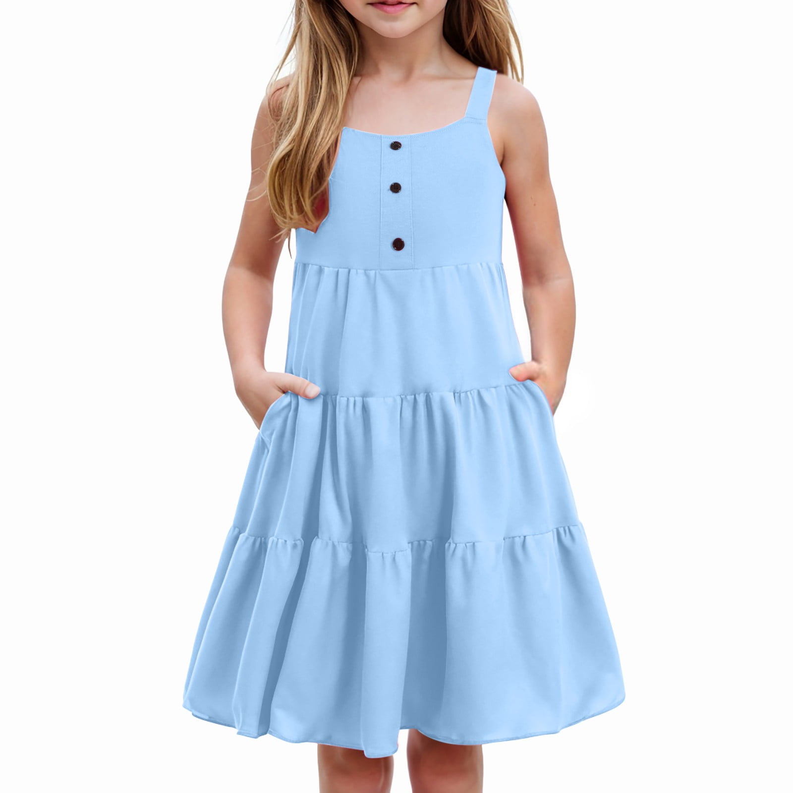 eczipvz Girls Easter Dress Maxi Tween Girls Elegant Flutter Sleeve ...