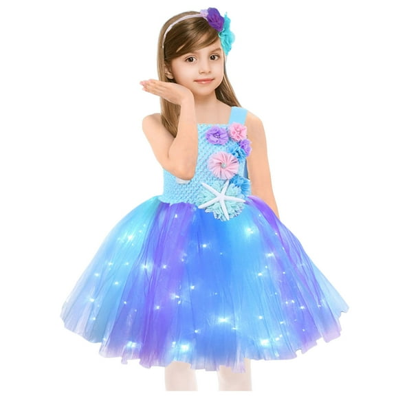 eczipvz Girls Mermaid Mermaid Tutu Dress Color for Halloween Birthday Party(Blue,8-10 Years)