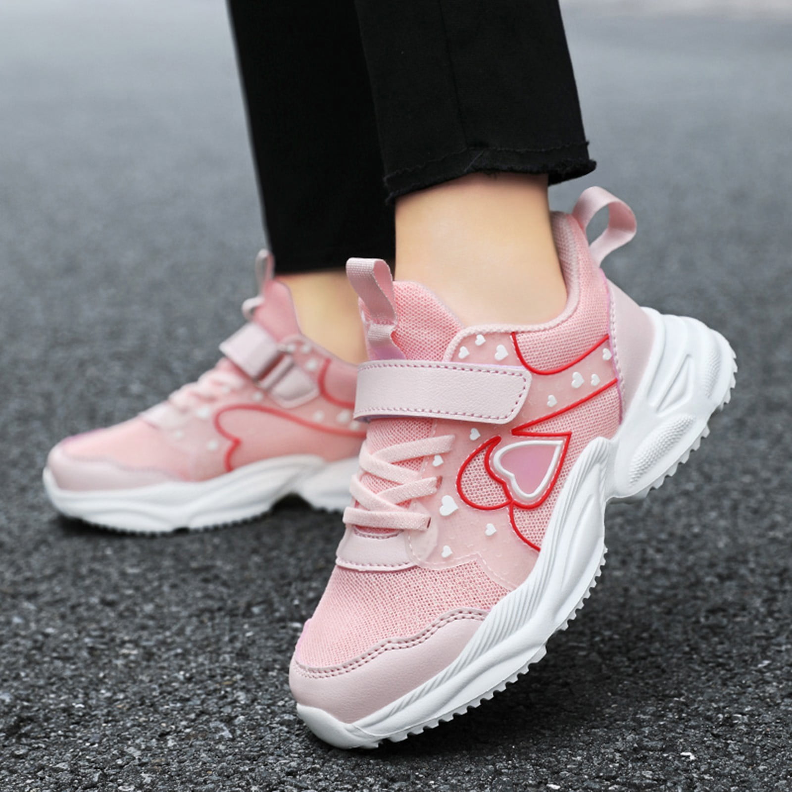 eczipvz Girls' Running Shoes Kids Shoes Unisex Lightweight Breathable Athletic Running Tennis Fitness Shoes Sneakers Toddler Girl Pink,4