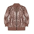 thumbnail image 1 of eczipvz Girls' Sequin Bomber Jacket with Pockets Lightweight Sparkle Long Sleeve Zipper Gradient Jackets for Kid (Brick Red,6 Years), 1 of 5