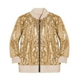 thumbnail image 1 of eczipvz Girls' Sequin Bomber Jacket with Pockets Lightweight Sparkle Long Sleeve Zipper Gradient Jackets for Kid (Yellow,8 Years), 1 of 5